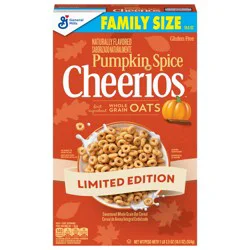 Pumpkin Spice Cheerios Gluten Free Breakfast Cereal, Whole Grain, Family Size, 18.5 oz
