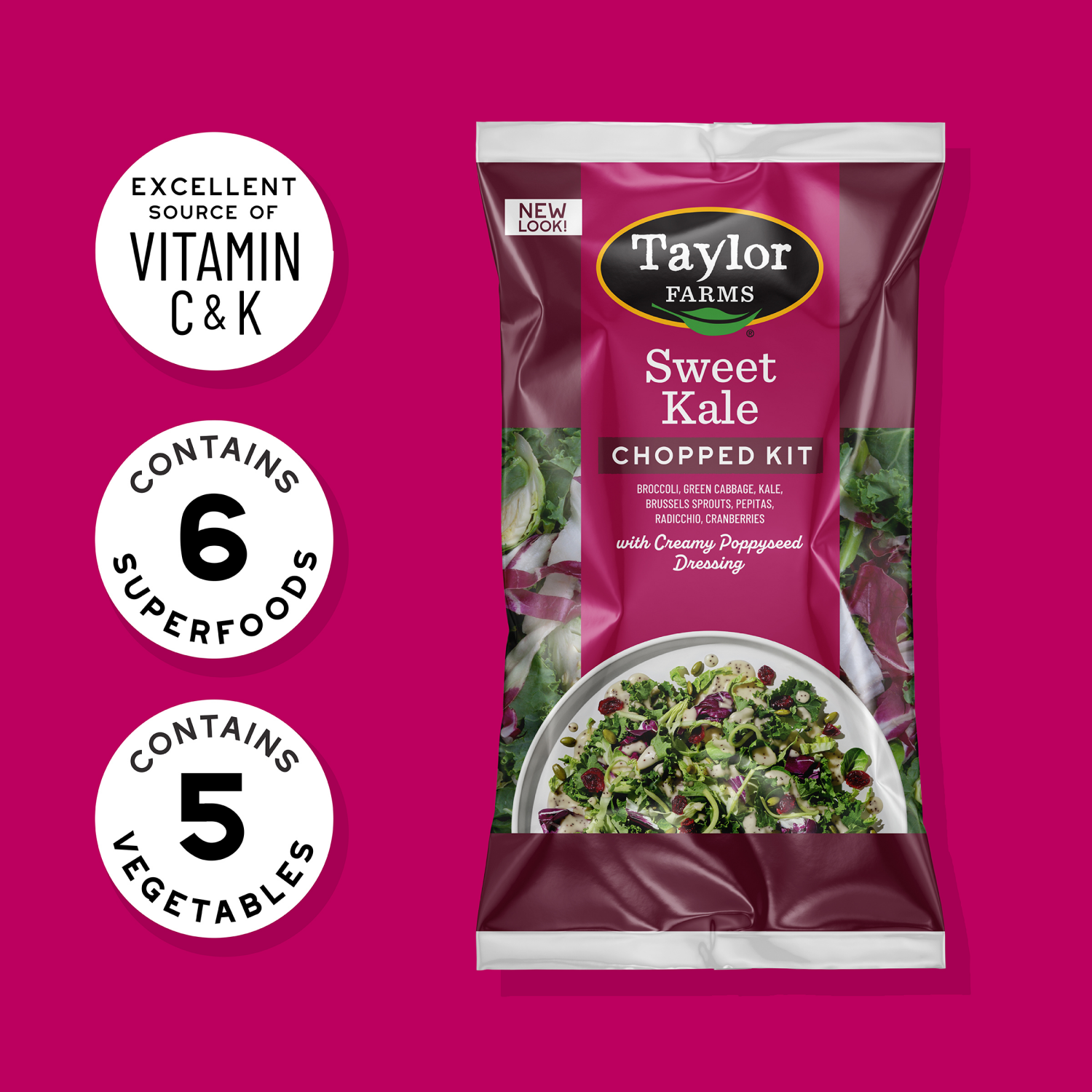 slide 3 of 5, Taylor Farms Sweet Kale Chopped Salad Kit, 12 oz