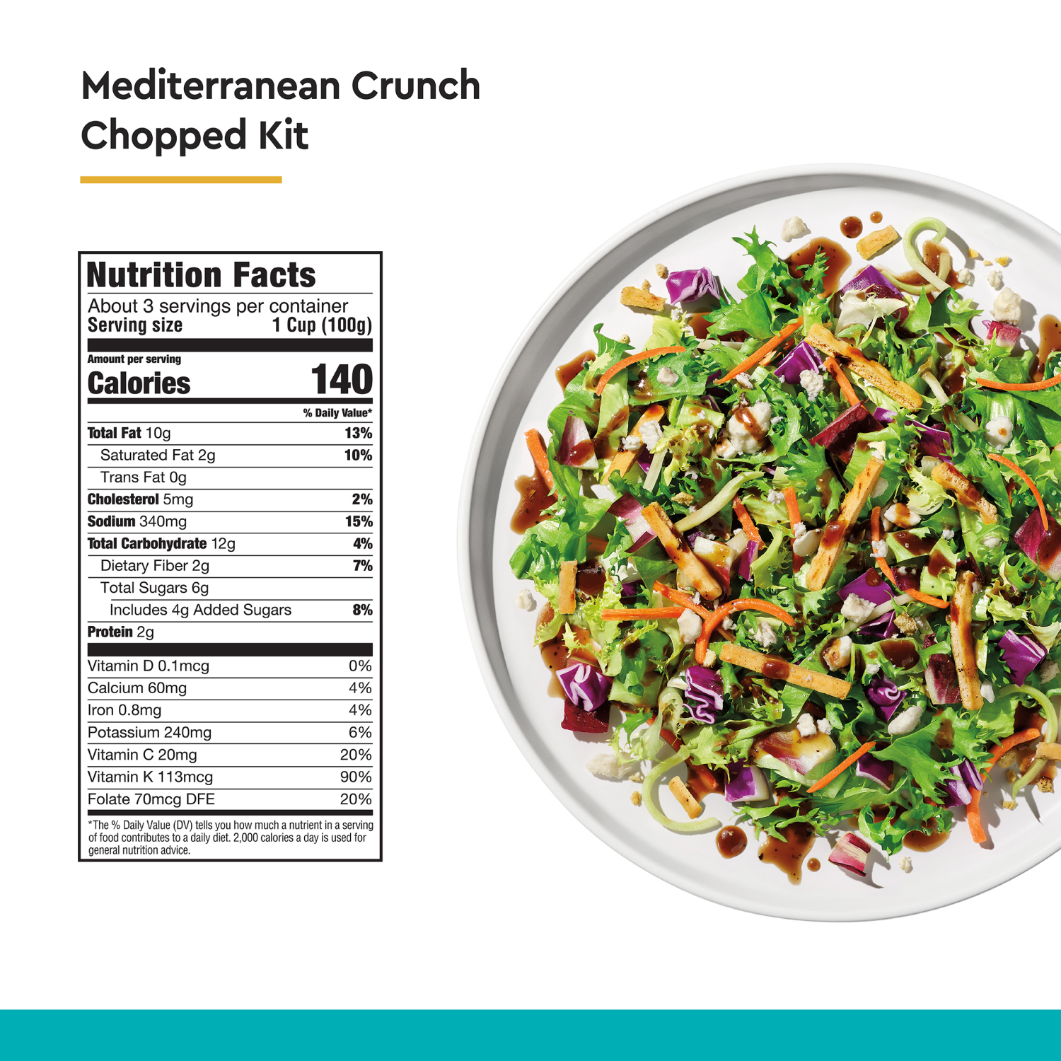 slide 2 of 5, Taylor Farms Mediterranean Crunch Chopped Kit, 1 ct