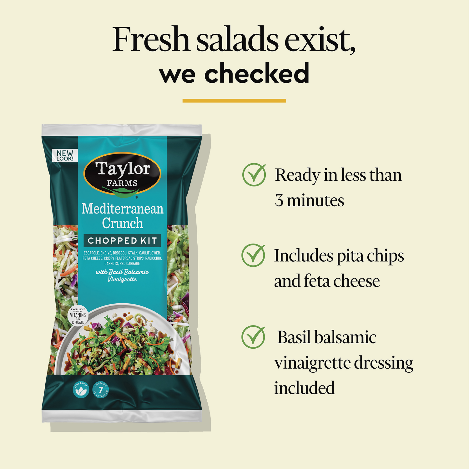 slide 4 of 5, Taylor Farms Mediterranean Crunch Chopped Kit, 1 ct