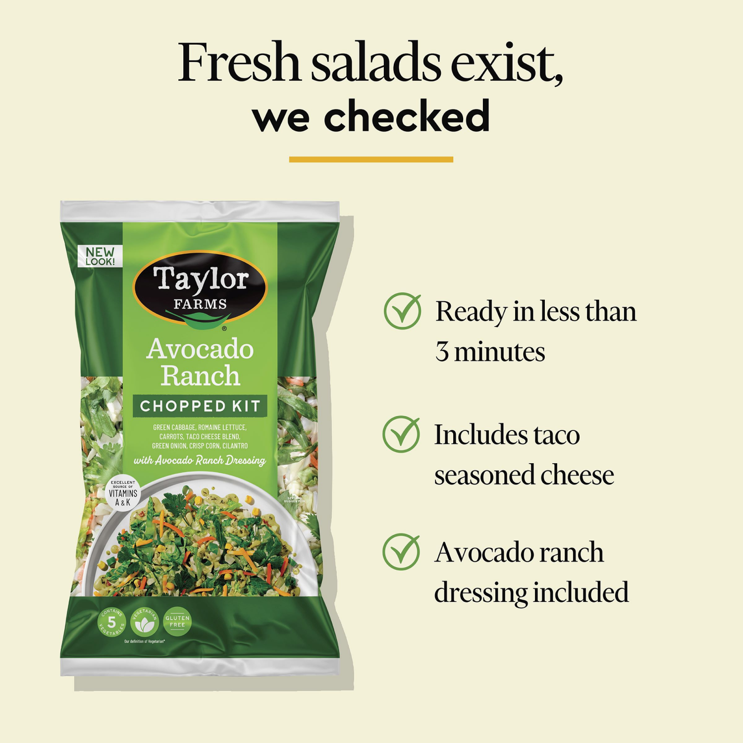slide 4 of 5, Taylor Farms Avocado Ranch Chopped Kit 1 ea, 12.8 oz
