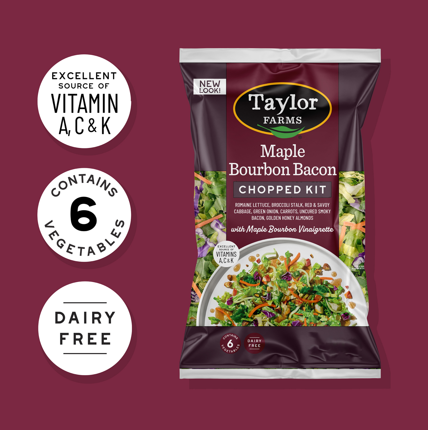 slide 3 of 5, Taylor Farms Maple Bourbon Bacon Chopped Salad Kit, 12.8 oz