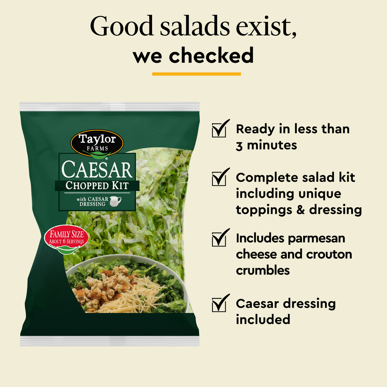 slide 2 of 5, Taylor Farms Caesar Chopped Kit Value Size 20.25 oz, 20.25 oz