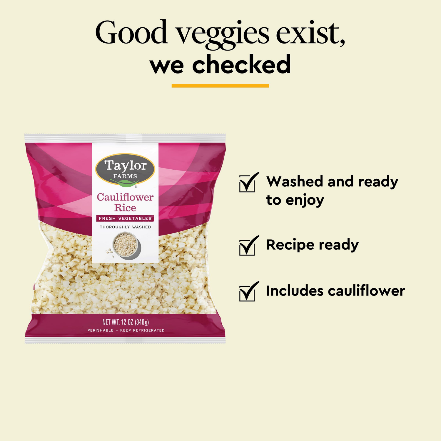 slide 3 of 4, Taylor Farms Riced Cauliflower, 12 oz