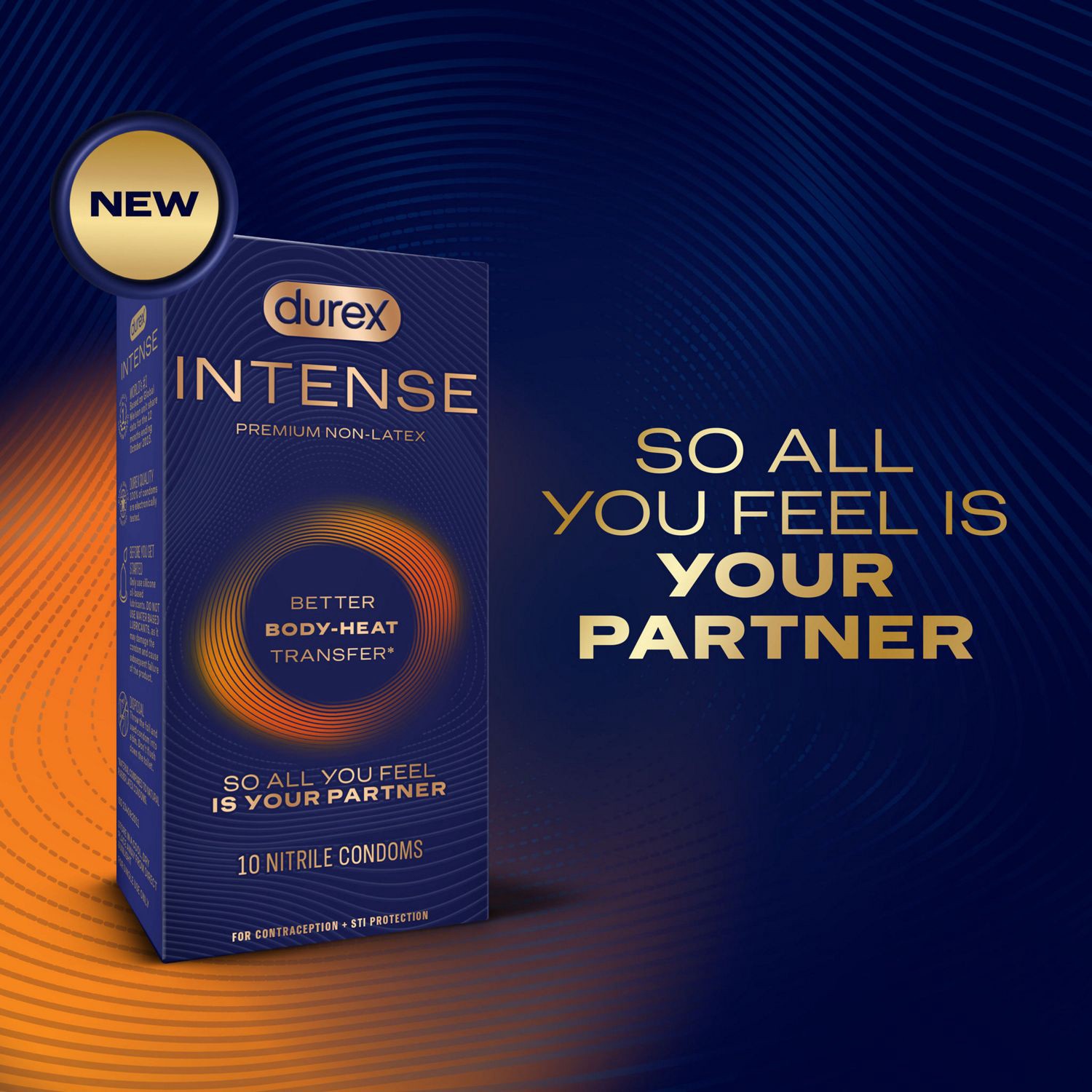 slide 5 of 10, Durex Intense Nitrile Condoms, Ultra Thin Non Latex Condoms Lubricated with Silicone Lube, 10 ct