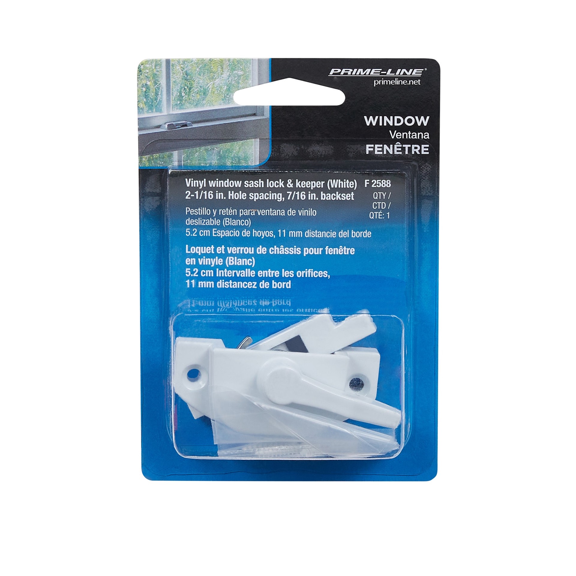 slide 2 of 5, Prime-Line White Die-cast Sliding Window Sash Lock, 1 ct