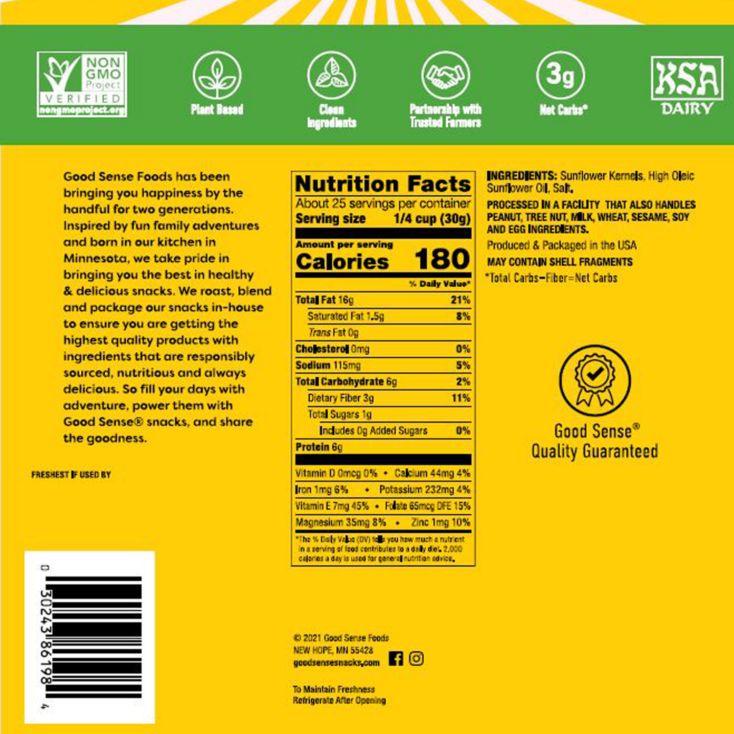 slide 2 of 3, Sunflower Good Sense Sunflower Nuts Roasted and Salted, 26 oz, 26 oz