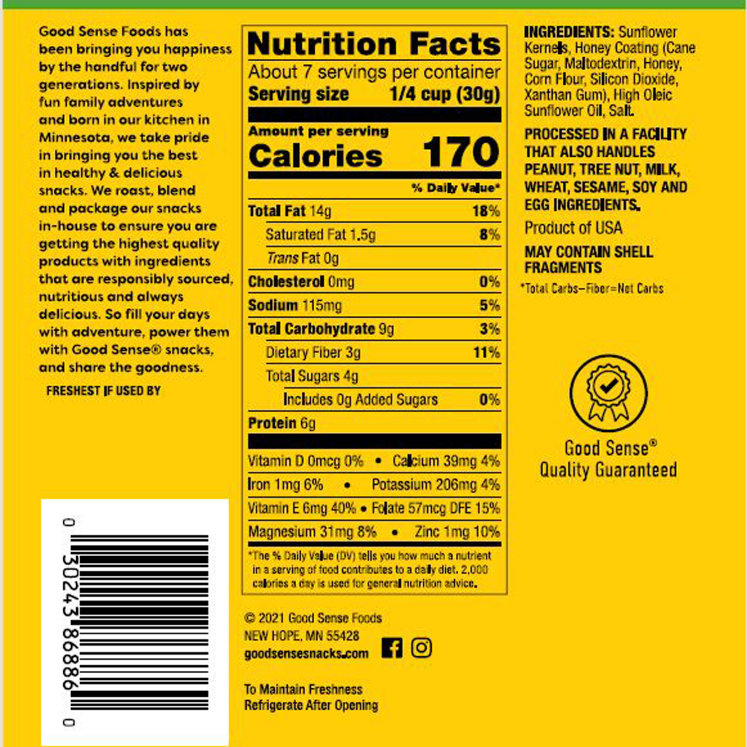 slide 2 of 2, Good Sense Sunflower Nuts 7.5 oz, 7.5 oz
