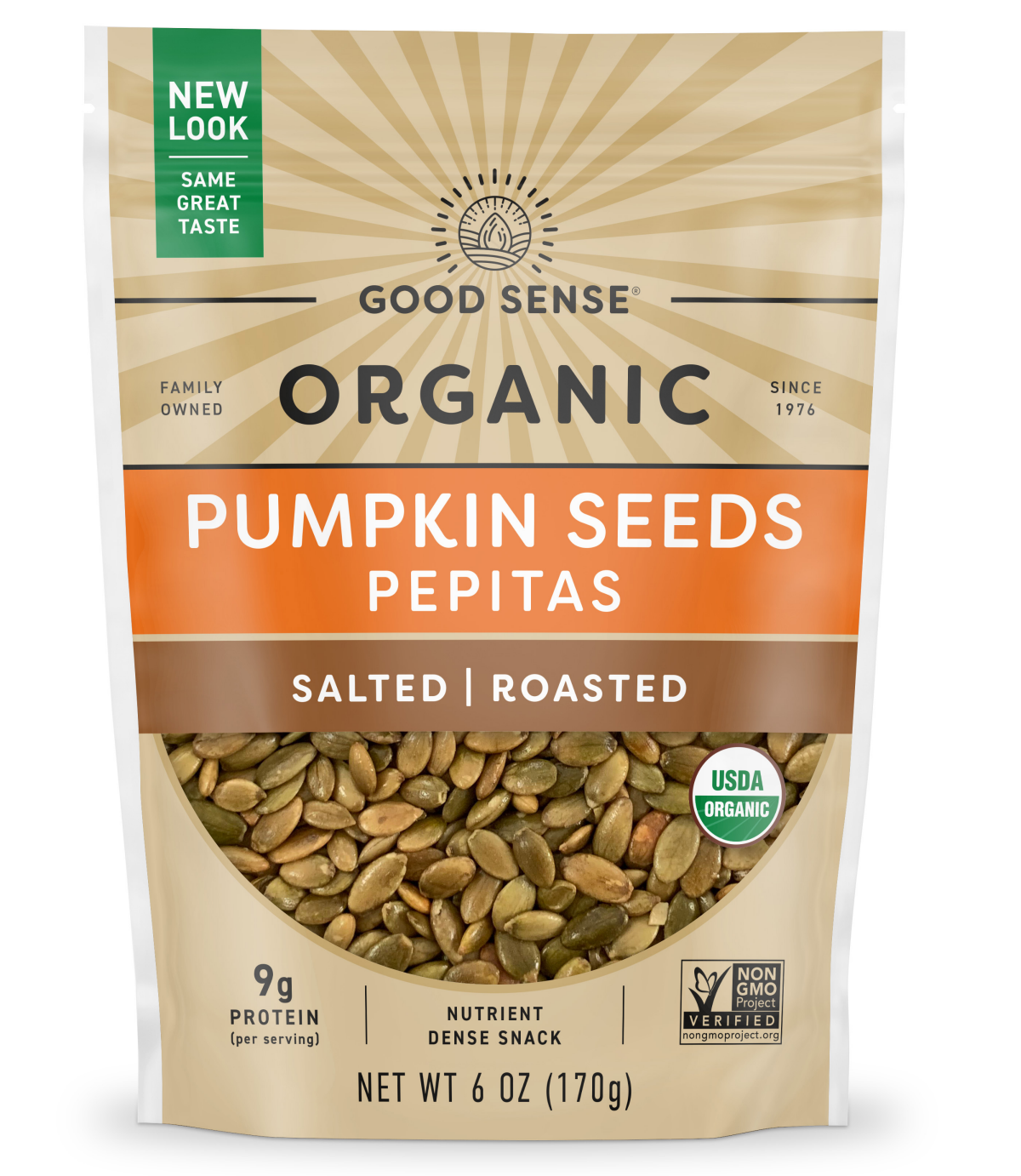 slide 1 of 1, Good Sense Organic Roasted and Salted Pumpkin Seeds, 6 oz, 6 oz