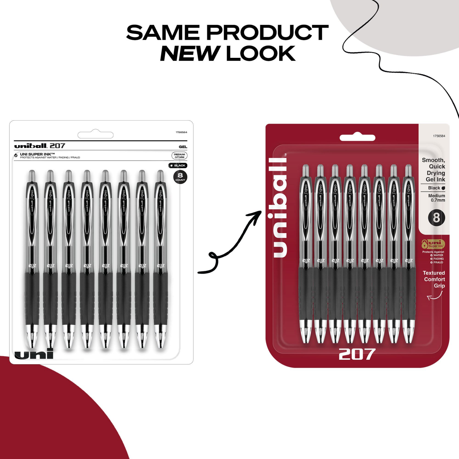 slide 4 of 8, uni-ball Uniball Pens 207 Black, 8 ct