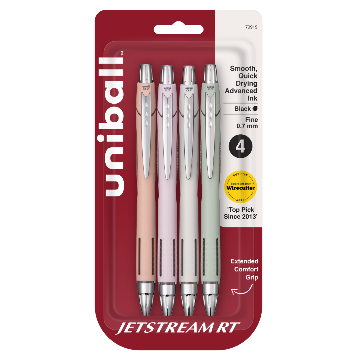 slide 1 of 7, uniball Jetstream RT Ballpoint Pens, Fine Point (0.7mm), Black, 4 Pack, 4 ct