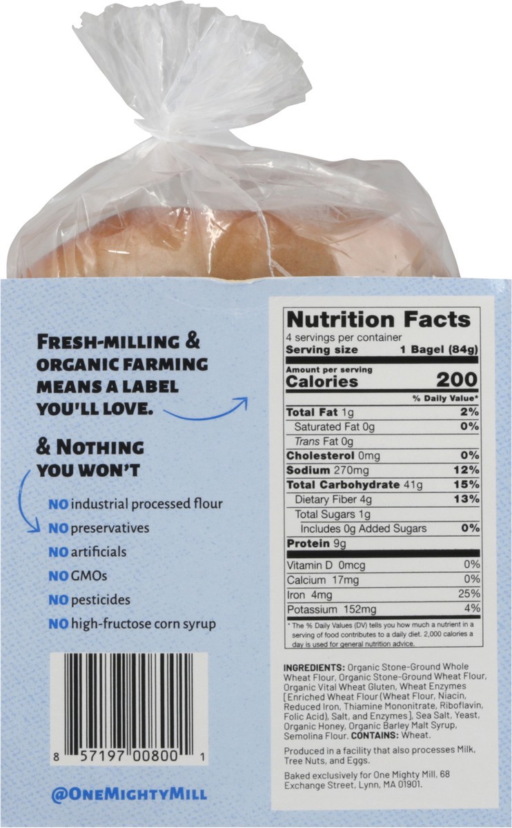 slide 4 of 9, One Mighty Mill Fresh Milled Whole Wheat Plain Mighty Bagels 4 ea, 4 ct