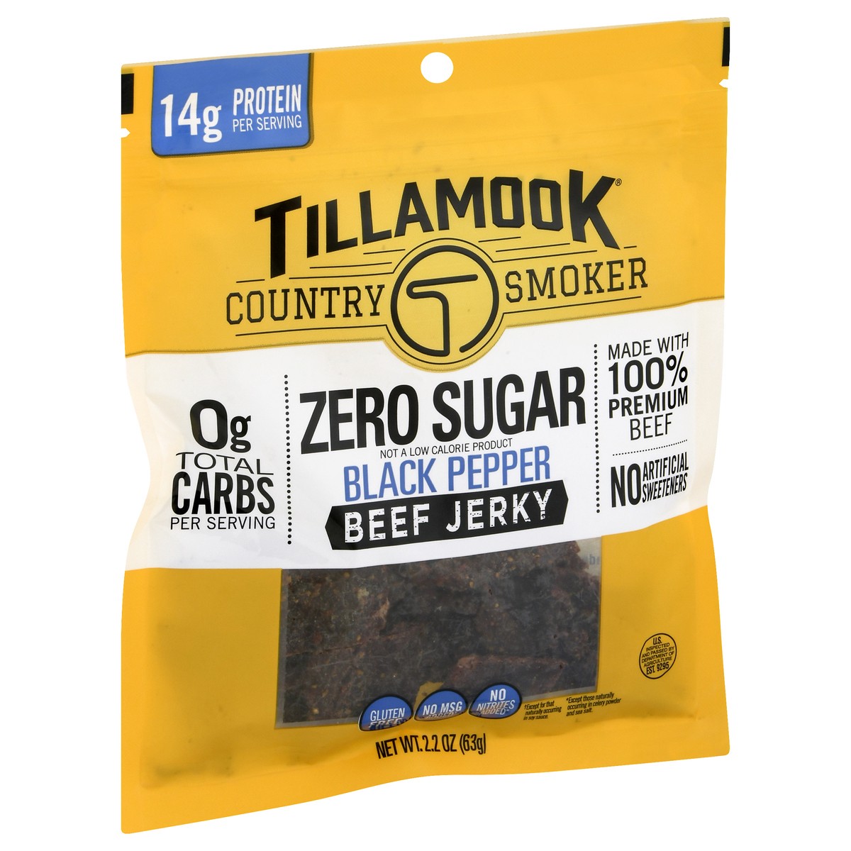 slide 7 of 9, Tillamook Country Smoker Zero Sugar Black Pepper Beef Jerky 2.2 oz, 2.2 oz