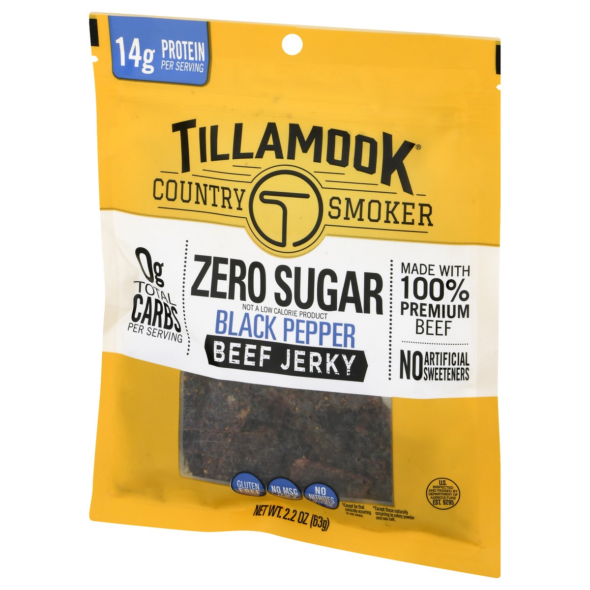 slide 4 of 9, Tillamook Country Smoker Zero Sugar Black Pepper Beef Jerky 2.2 oz, 2.2 oz