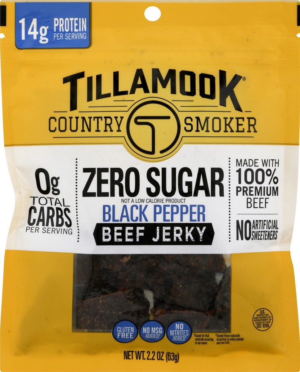slide 6 of 9, Tillamook Country Smoker Zero Sugar Black Pepper Beef Jerky 2.2 oz, 2.2 oz
