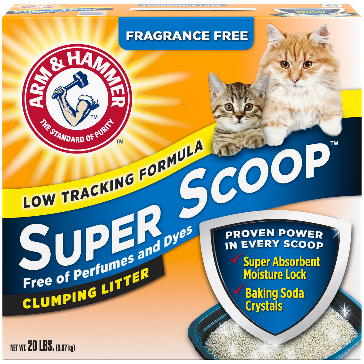 slide 1 of 5, Arm & Hammer Super Scoop Clumping Litter, Fragrance Free, 20 lb