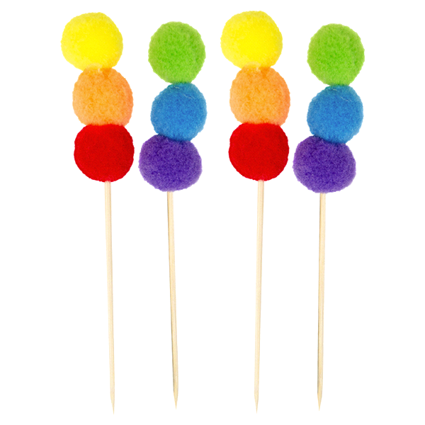 slide 1 of 1, Papyrus Bright Pom Pom Party Picks, 1 ct