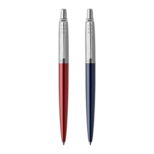 slide 2 of 7, Parker Jotter London Duo Pen Set, Fine Point, 1.0 Mm, Red/Blue Barrel, Red/Blue Ink, Pack Of 2 Pens, 2 ct