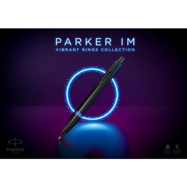 slide 4 of 6, Parker Im Ballpoint Pen, Medium Point, 0.7 Mm, Satin Black/Marine Blue Barrel, Blue Ink, 1 ct