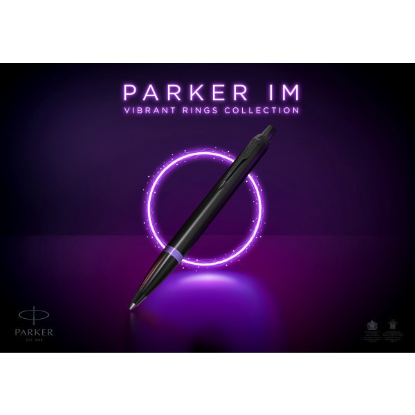 slide 3 of 7, Parker Im Ballpoint Pen, Medium Point, 0.7 Mm, Satin Black/Amethyst Purple Barrel, Blue Ink, 1 ct