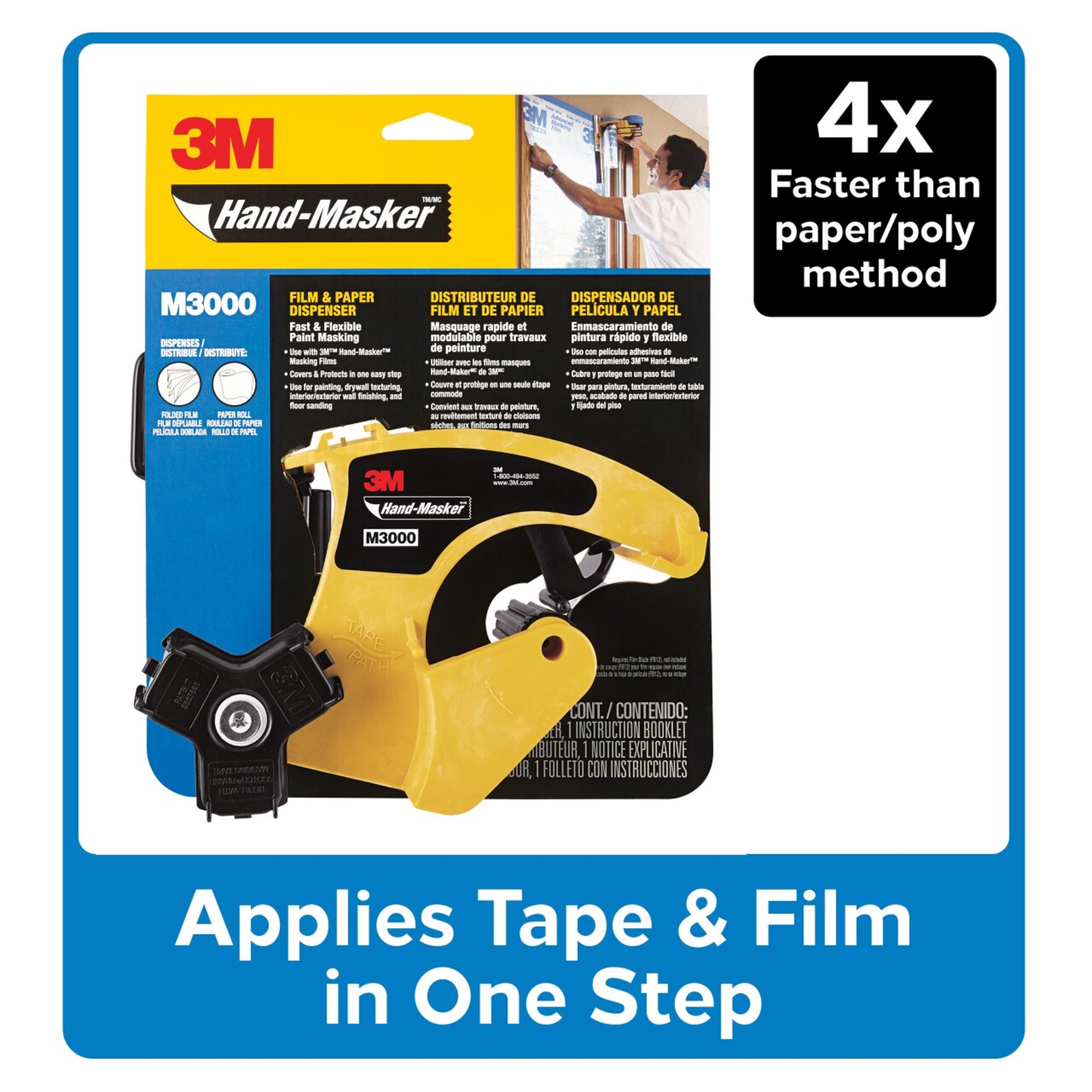 slide 1 of 6, 3M Hand Masker Masking Tape Dispenser, 1 ct