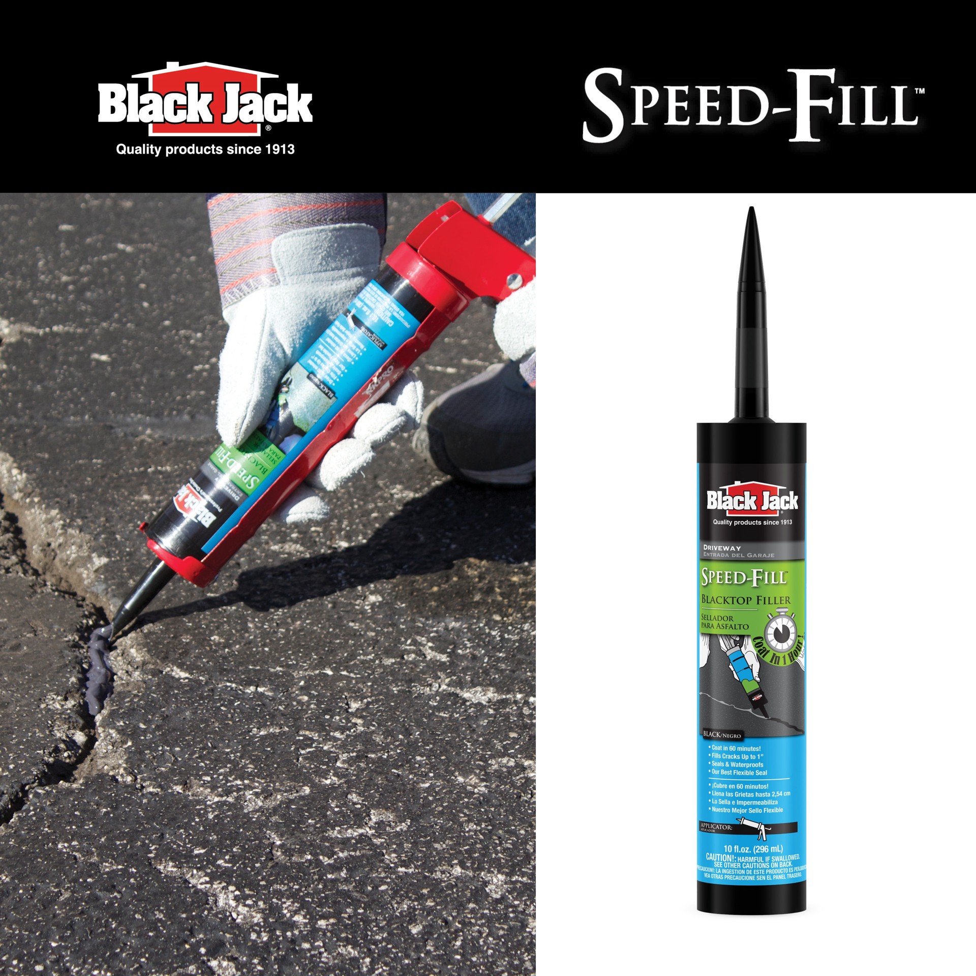 slide 3 of 6, BLACK JACK Speed-Fill#8482 10 Fluid ounce(s) Asphalt Crack Filler, 1 ct