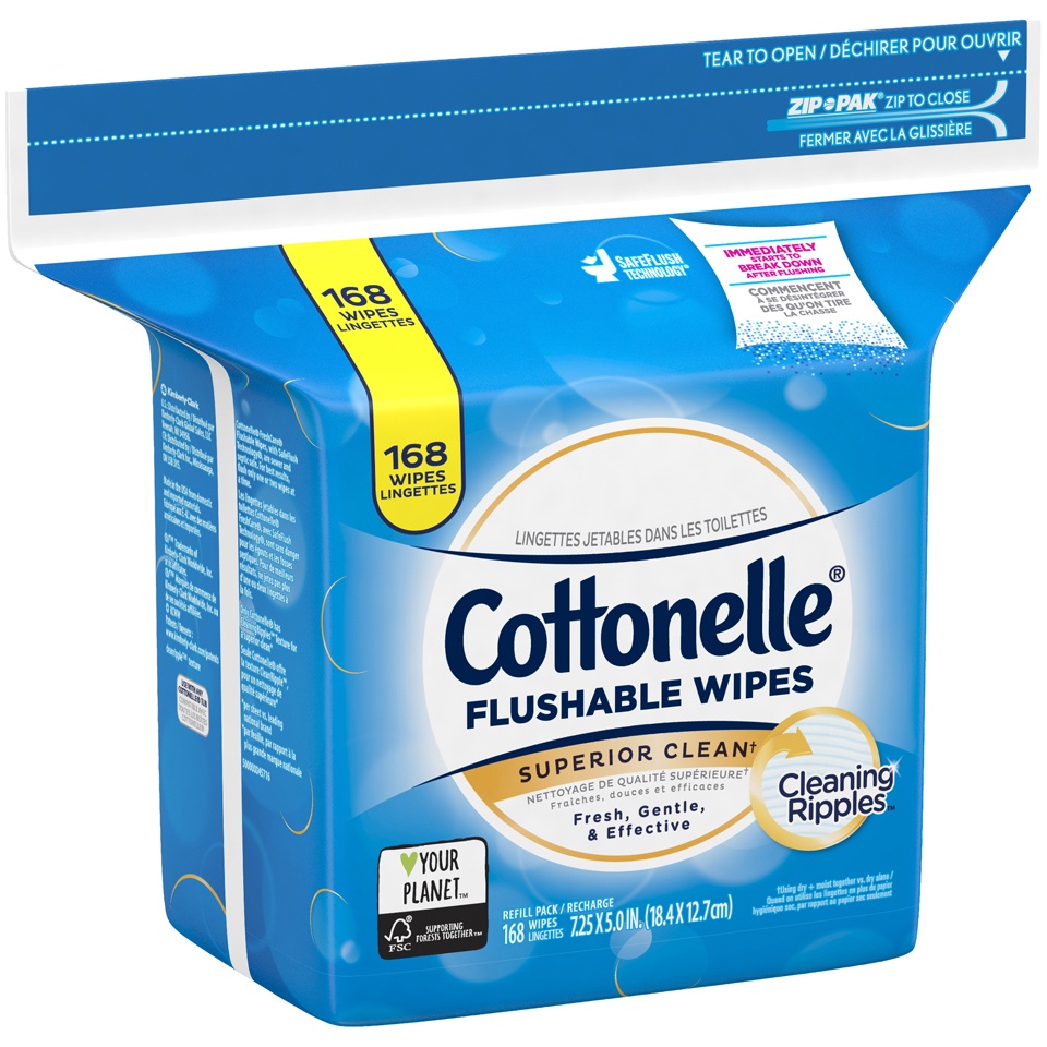 slide 2 of 3, Cottonelle Fresh Care Flushable Wet Wipes, Adult Wet Wipes, 1 Refill Pack, 168 Wipes per Pack (168 Total Flushable Wipes), 168 ct