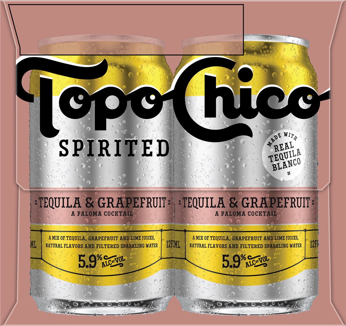 slide 7 of 9, Topo Chico Spirited Tequila & Grapefruit Cocktail, 4 Pack, 12 fl oz Cans, 5.9% ABV, 12 fl oz