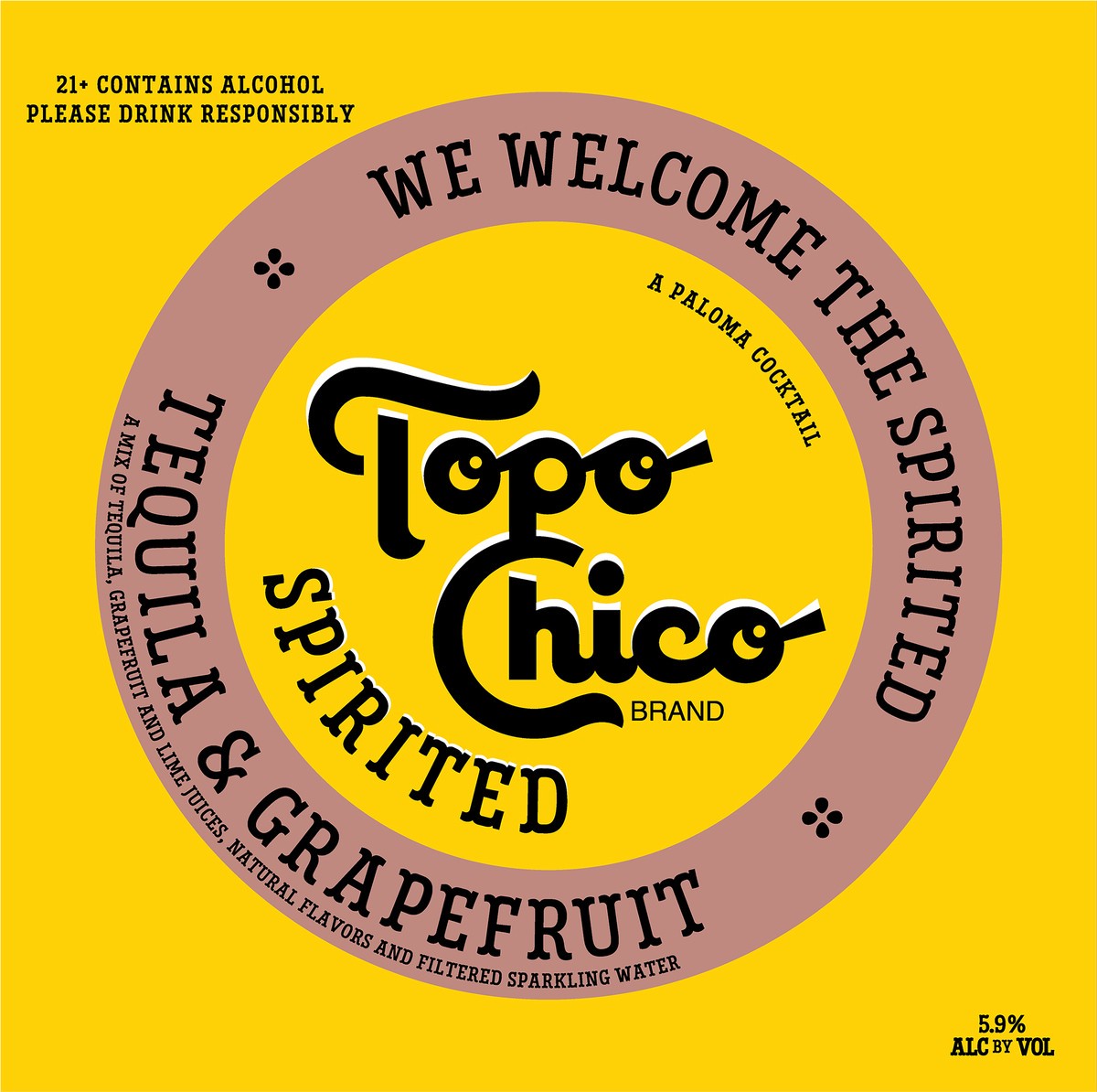 slide 2 of 9, Topo Chico Spirited Tequila & Grapefruit Cocktail, 4 Pack, 12 fl oz Cans, 5.9% ABV, 12 fl oz