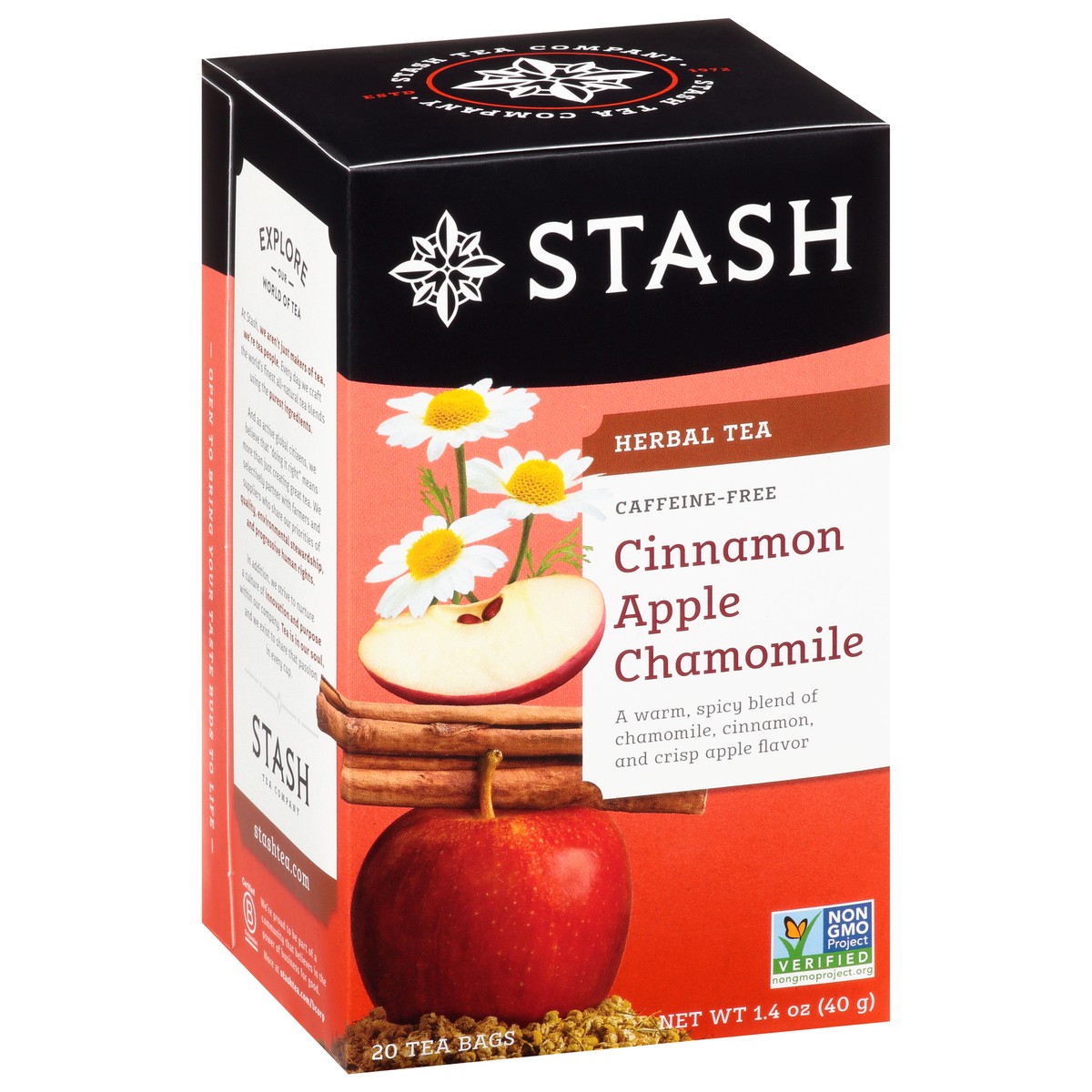 slide 7 of 9, Stash Bags Caffeine-Free Cinnamon Apple Chamomile Herbal Tea - 20 ct, 20 ct