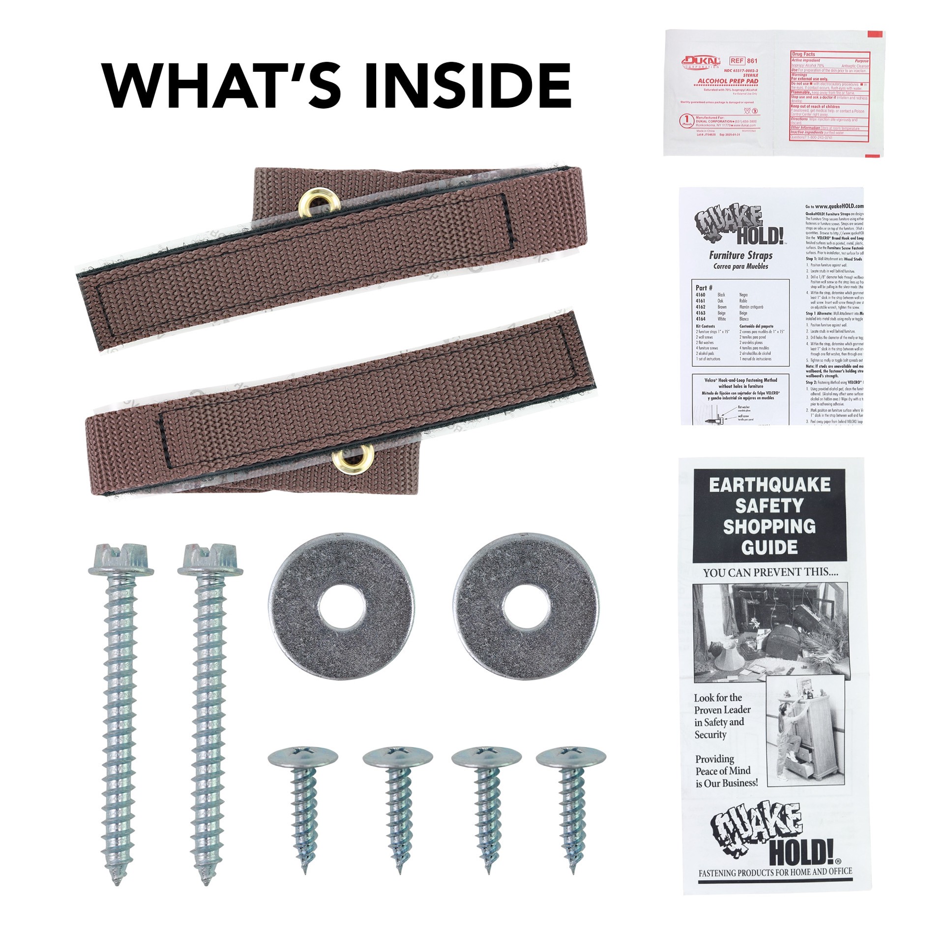 slide 4 of 6, QuakeHOLD! Antique Brown Furniture Safety Strap, 1 ct