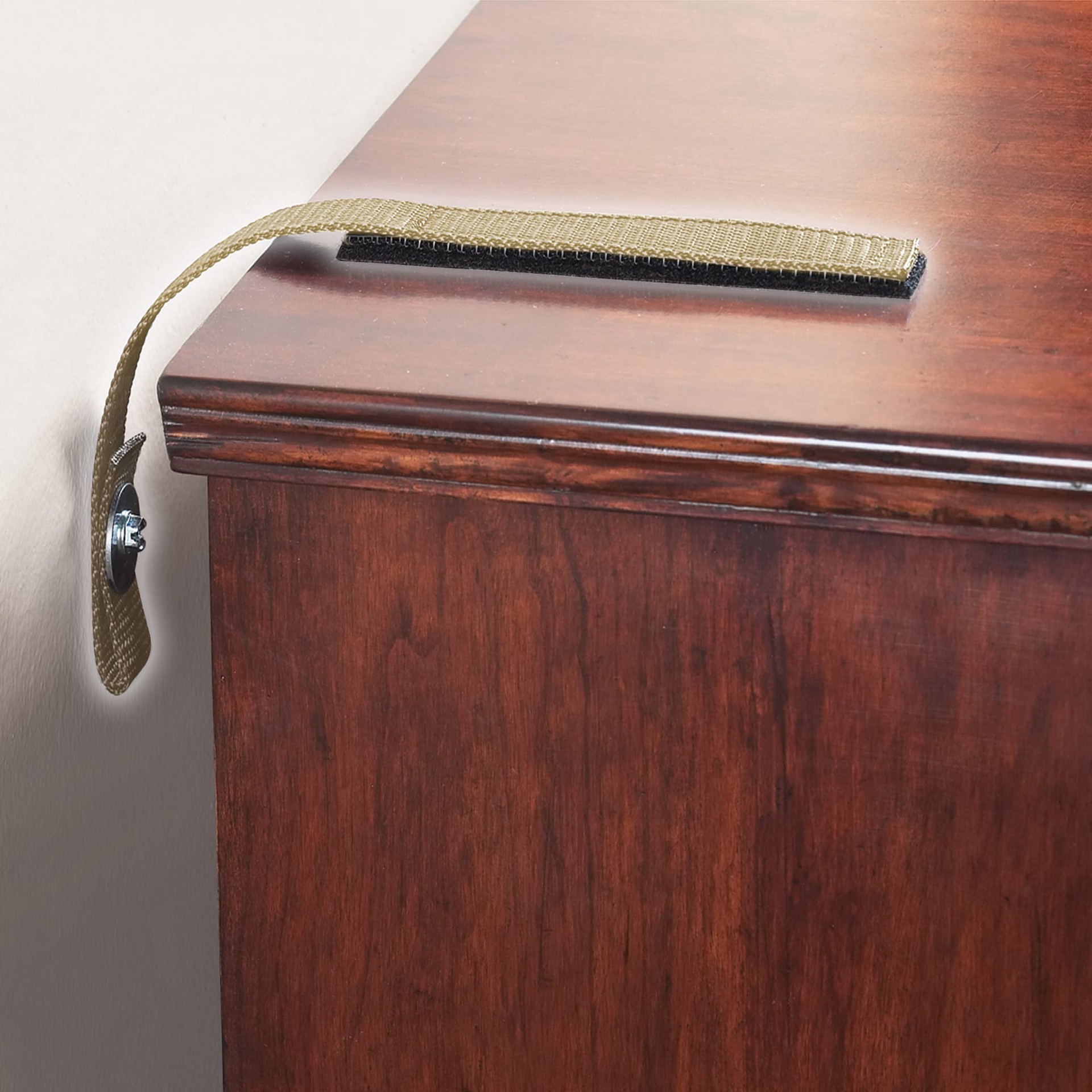 slide 5 of 6, QuakeHOLD! 15-in Self-Adhesive Furniture Securing Straps with Hook & Loop Fastening - Off-White Nylon Material, 1 ct