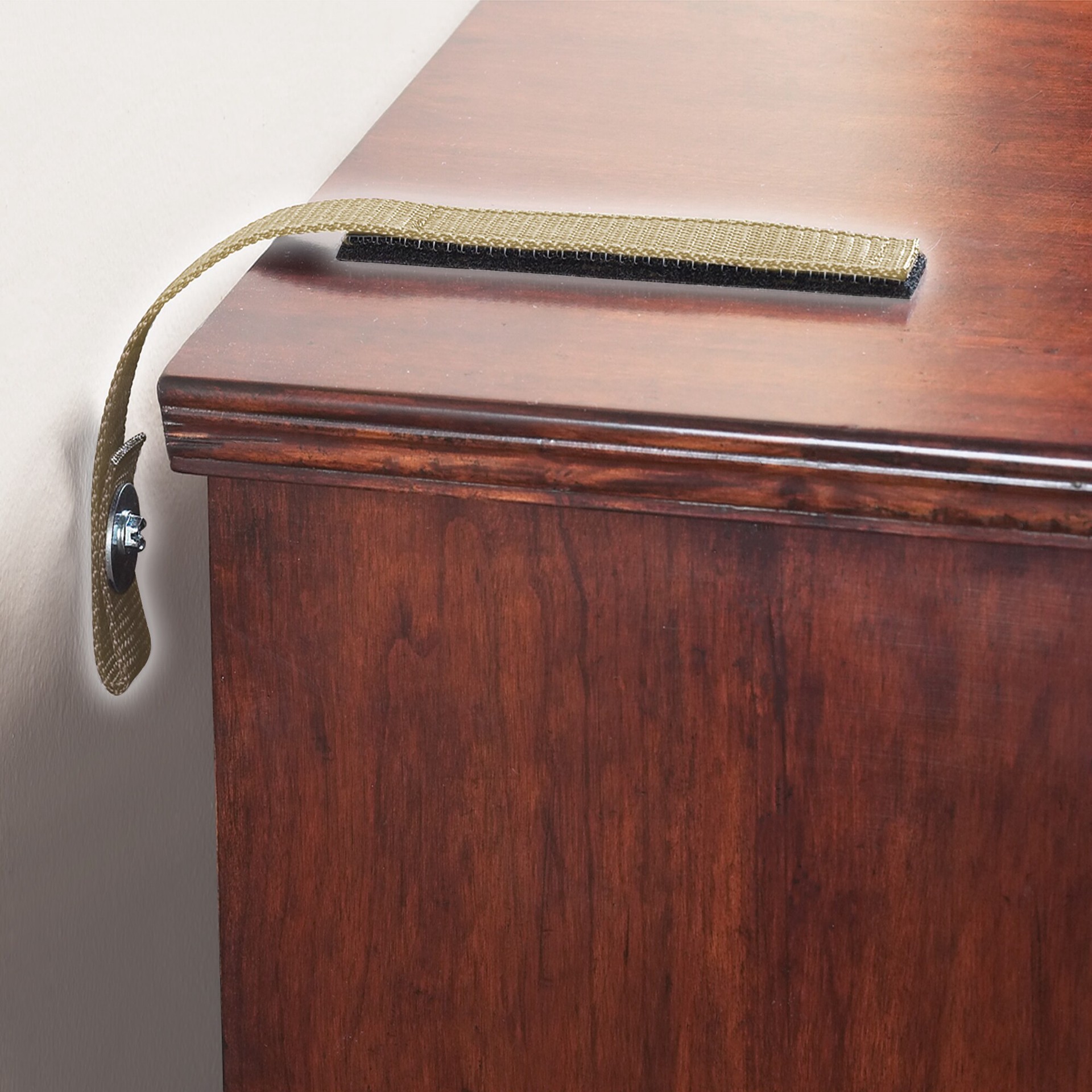 slide 5 of 6, QuakeHOLD! Furniture Securing Straps - 15-in Nylon Straps with Hook & Loop Fastening, Self-Adhesive, White - Prevent Tip/Fall, Safe on Wood Furniture, 1 ct