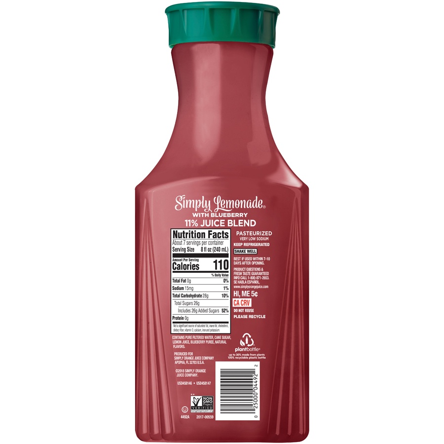 slide 2 of 2, Simply Lemonade w/ Blueberry Bottle, 52 fl oz, 1 ct