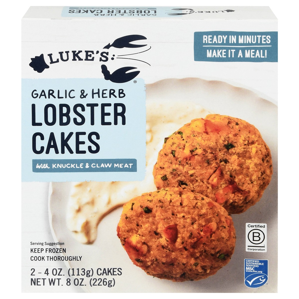 slide 1 of 13, Luke's Garlic&Herb Lobster Cakes,