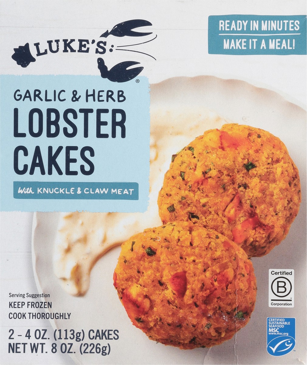 slide 12 of 13, Luke's Garlic&Herb Lobster Cakes,