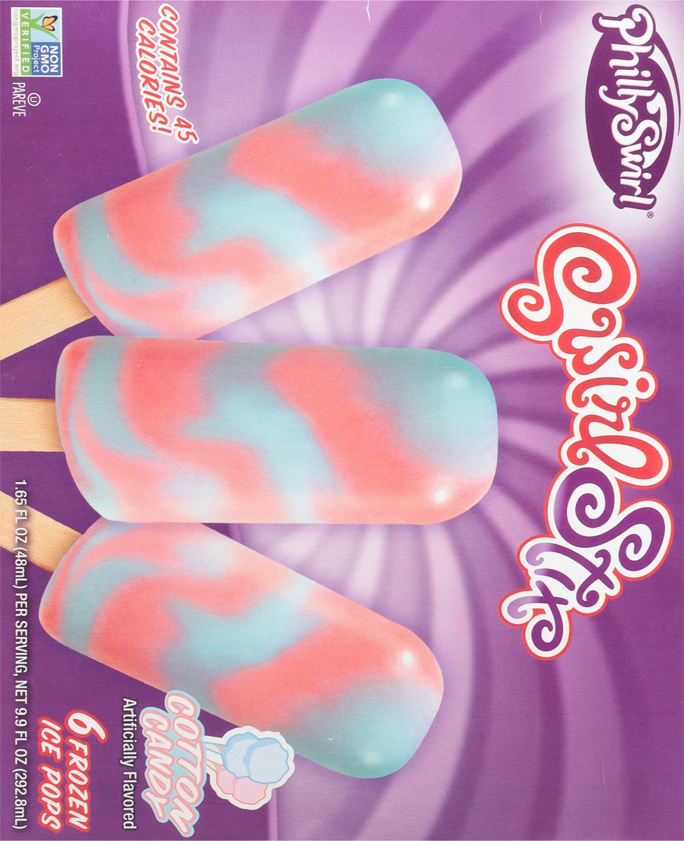 slide 5 of 9, PhillySwirl SwirlStix Cotton Candy Frozen Ice Pops 6 - 1.65 fl oz Packs, 9.9 oz