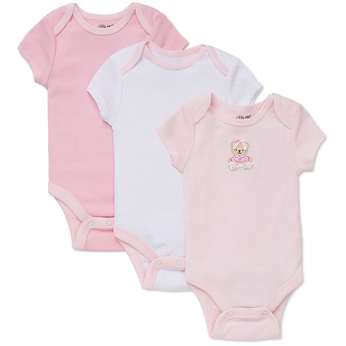 slide 1 of 1, Little Me Newborn Sweet Bear Bodysuits - Pink, 3 ct