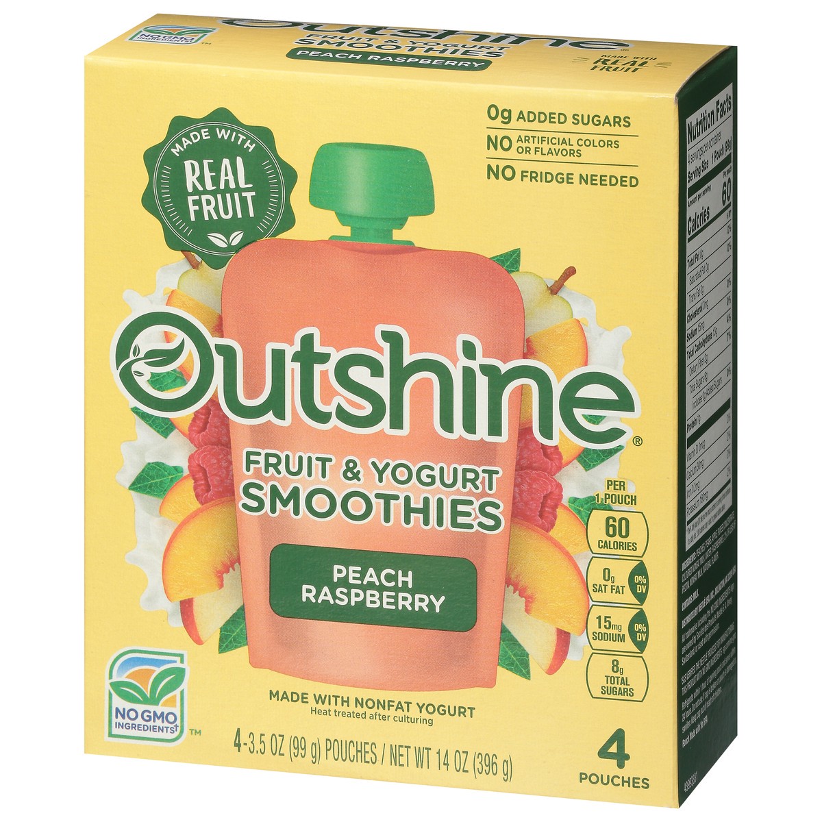 slide 3 of 9, Outshine Peach Raspberry Fruit & Yogurt Smoothies 4 - 3.5 oz Pouches, 4 ct