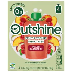 Outshine Fruit & Yogurt Smoothie Peach Raspberry, 4-Pack of 3.5oz Fruit & Yogurt Pouches