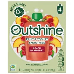 Outshine Fruit & Yogurt Smoothie Peach Raspberry, 4-Pack of 3.5oz Fruit & Yogurt Pouches