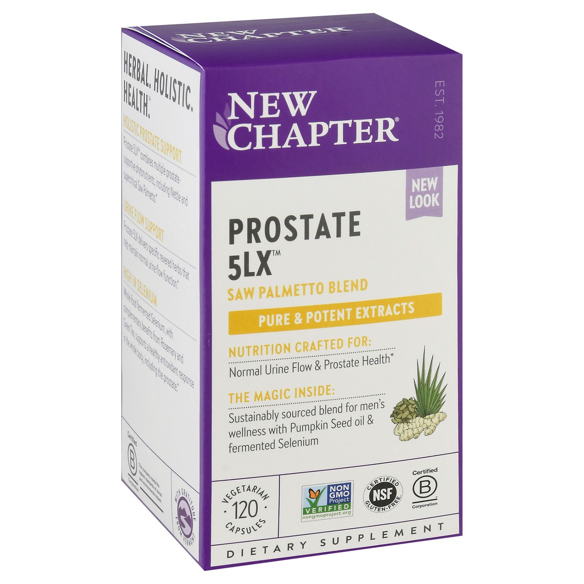 slide 2 of 9, New Chapter Prostate 5LX Saw Palmetto Blend Vegetarian Capsules 120 ea Box, 120 ct