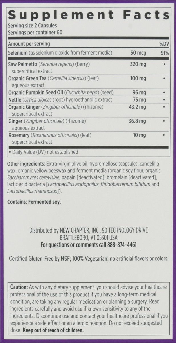 slide 8 of 9, New Chapter Prostate 5LX Saw Palmetto Blend Vegetarian Capsules 120 ea Box, 120 ct