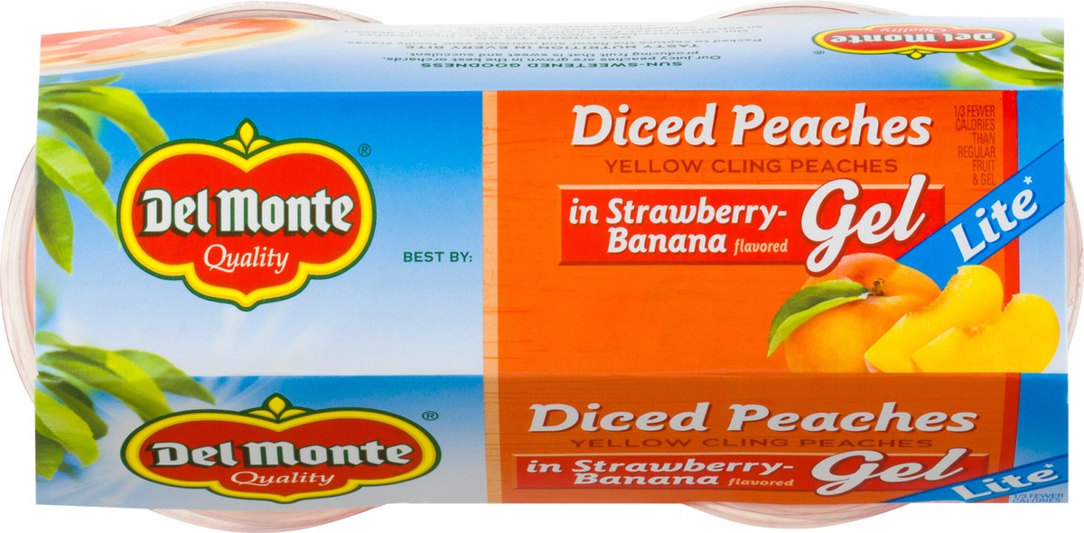 slide 4 of 12, Del Monte Lite in Strawberry Banana Flavored Gel Diced Peaches 4.5 oz, 4.5 oz