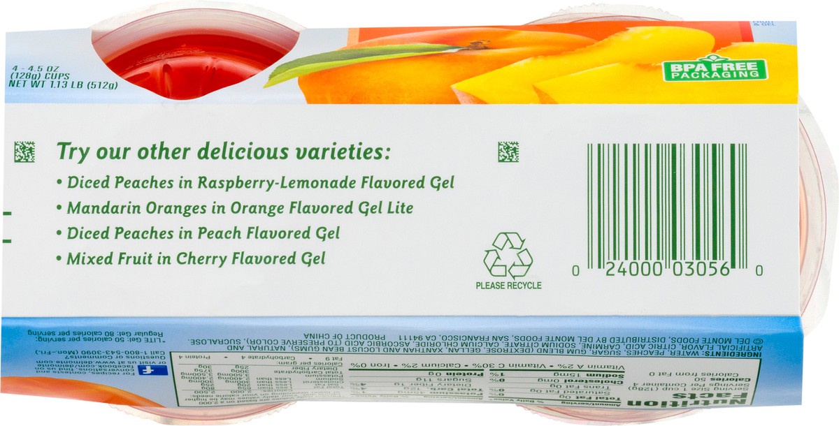 slide 11 of 12, Del Monte Lite in Strawberry Banana Flavored Gel Diced Peaches 4.5 oz, 4.5 oz