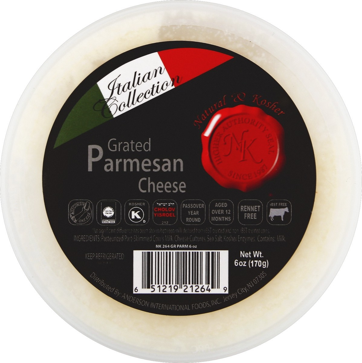 slide 2 of 3, Anderson International Foods Natural & Kosher Grated Parmesan Cheese, 6 oz