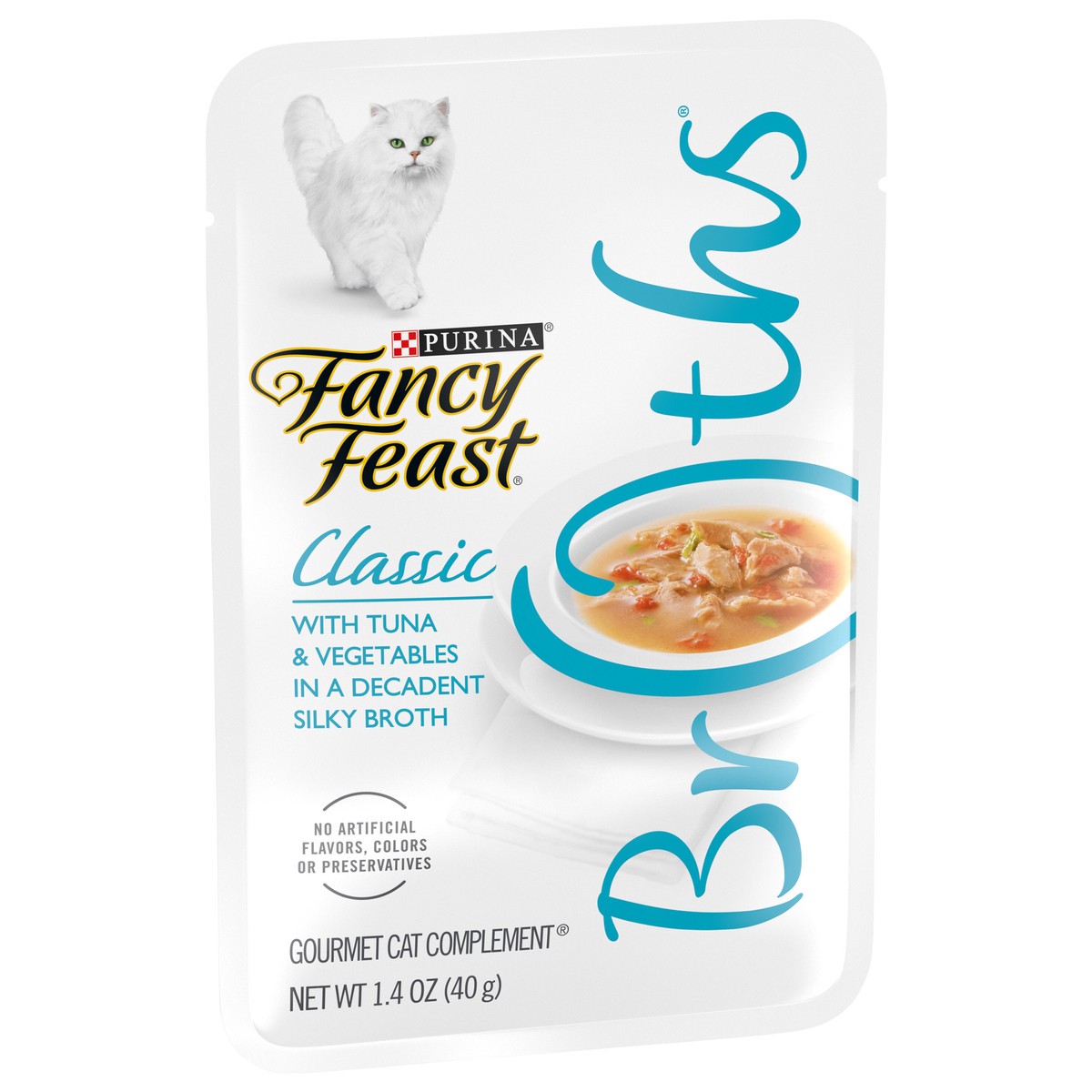 slide 7 of 9, Fancy Feast Purina Fancy Feast Lickable Wet Cat Food Broth Topper Classic Complement Tuna and Vegetable - 1.4 oz. Pouch, 1.4 oz