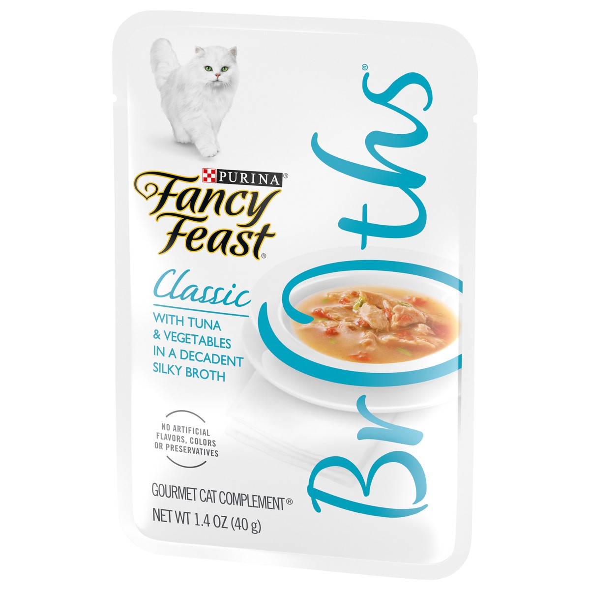slide 6 of 9, Fancy Feast Purina Fancy Feast Lickable Wet Cat Food Broth Topper Classic Complement Tuna and Vegetable - 1.4 oz. Pouch, 1.4 oz