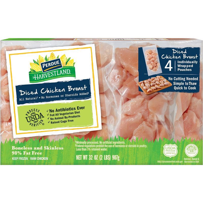 slide 1 of 16, Perdue Harvestland Diced Chicken Breasts - Frozen - 2lbs, 2 lb