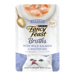 Purina Fancy Feast Lickable Wet Cat Food Broth Topper, Creamy Wild Salmon and Whitefish